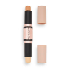 Revolution Beauty London dual-ended contour stick front view showing both caps and labels for convenience