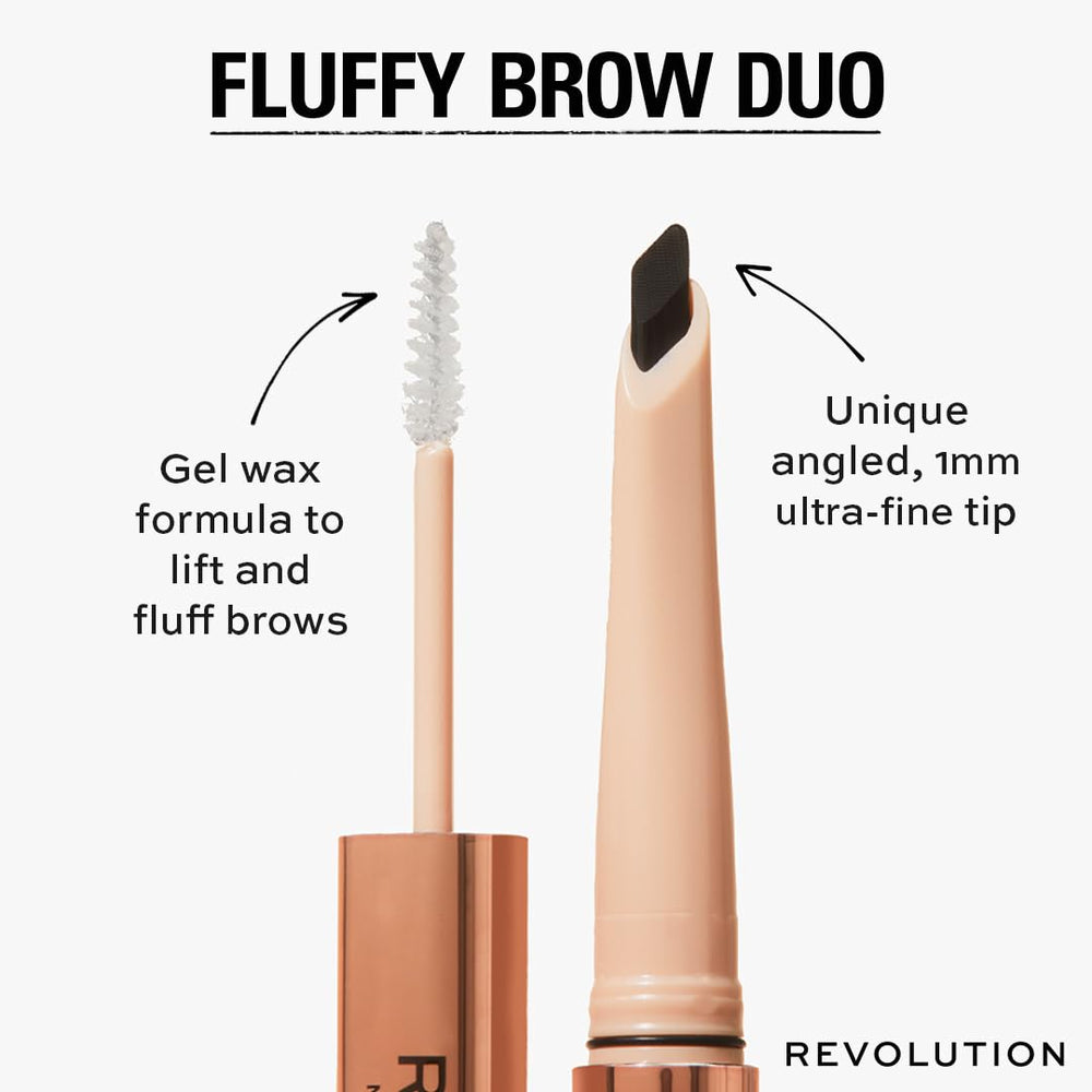 Revolution dense brush with clear gel-wax coating each hair for lifted, flake-free hold