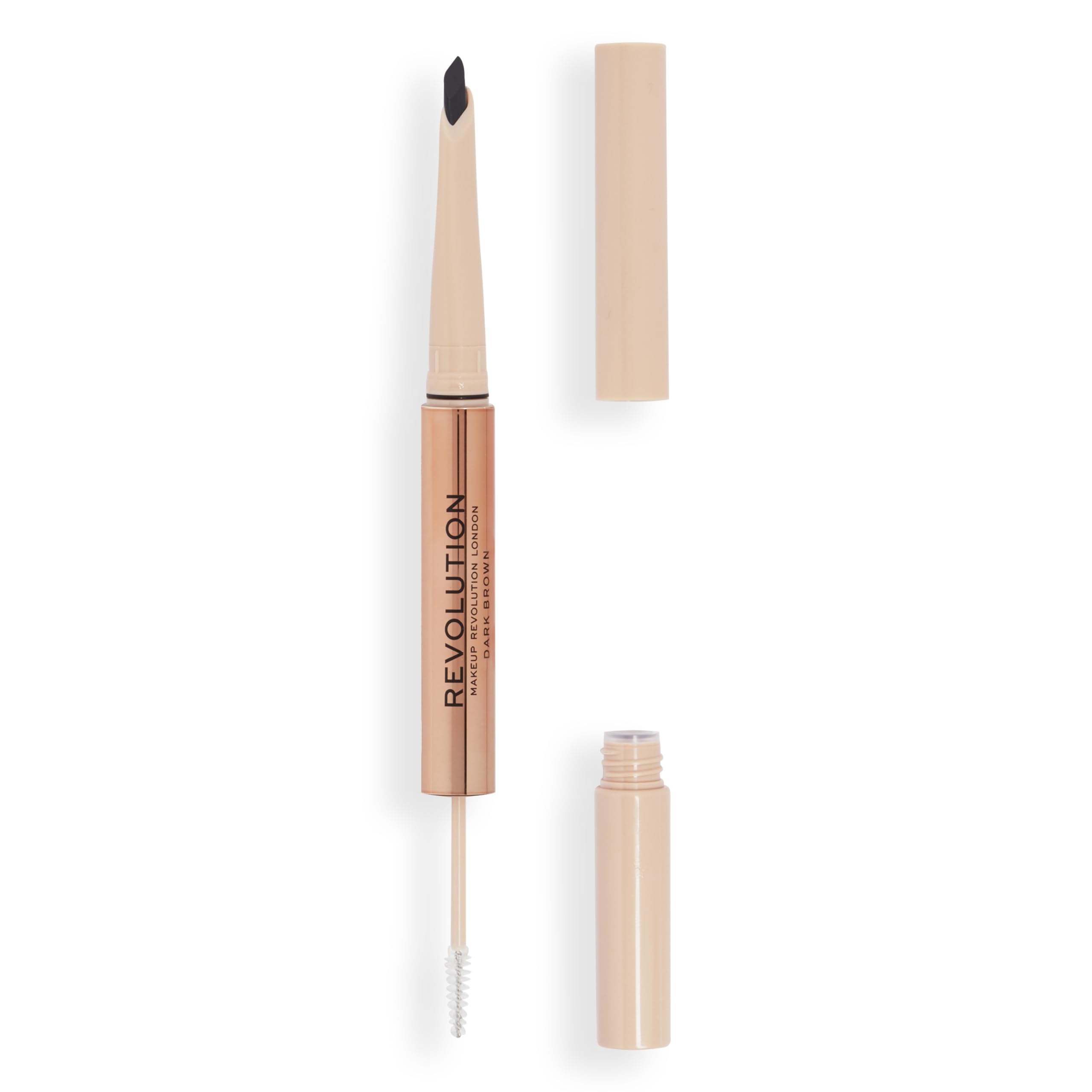 Revolution front packaging of Fluffy Brow Filter Duo shows compact dual-ended design and shade