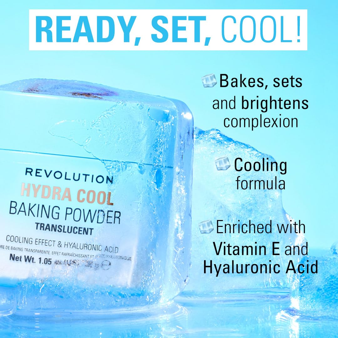Revolution Beauty London powder being applied with sponge demonstrating baking technique and longwear benefit