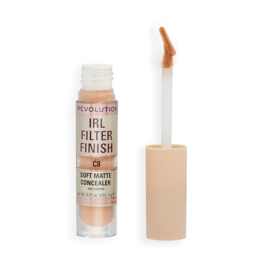 Revolution IRL concealer front packaging showing shade C8 and benefit of full coverage