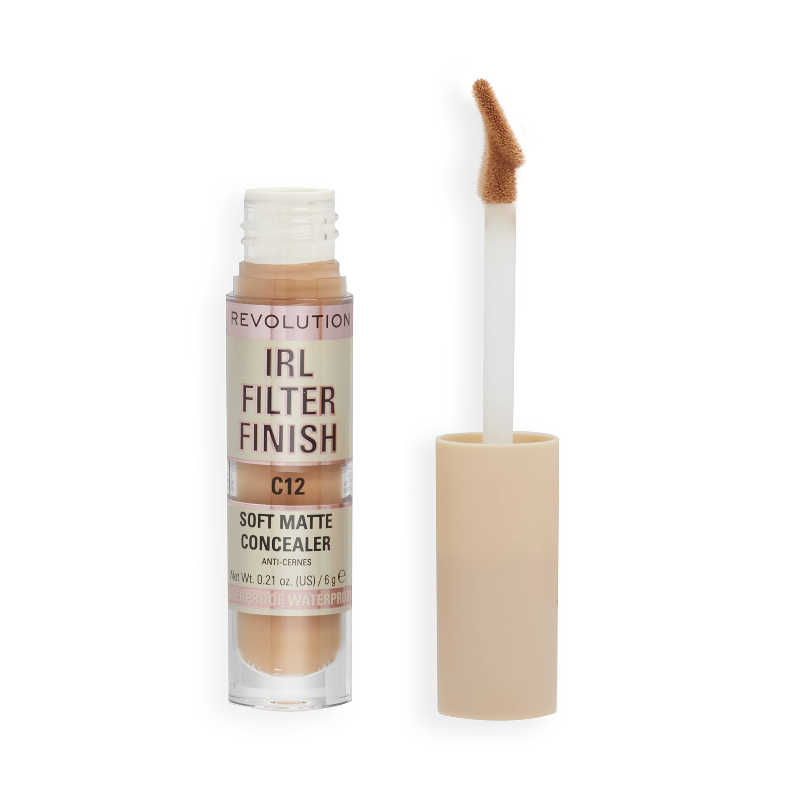 Revolution Beauty London front packaging showing full-size concealer and benefits