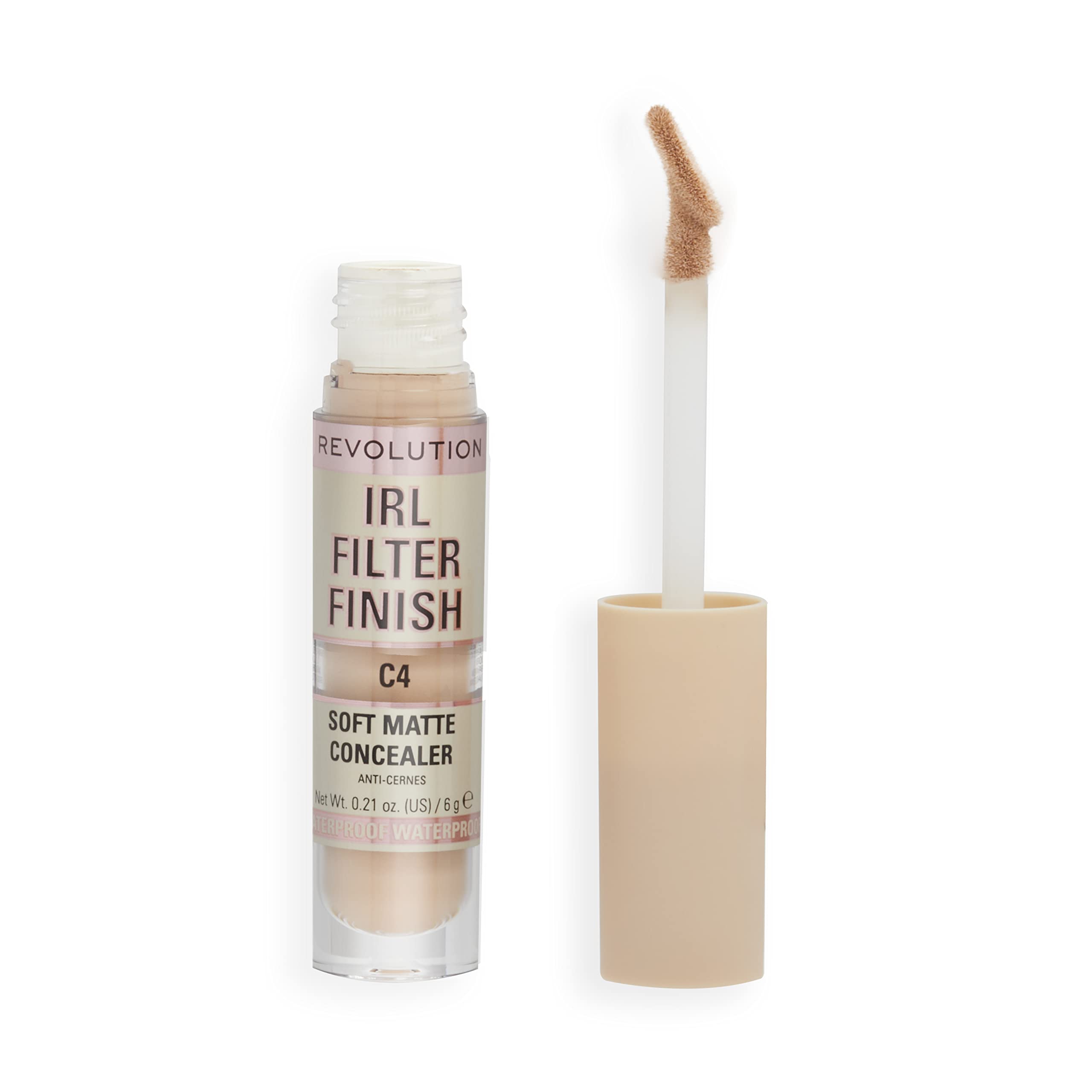 Revolution Beauty London front tube shot showing shade C4 and lasting coverage