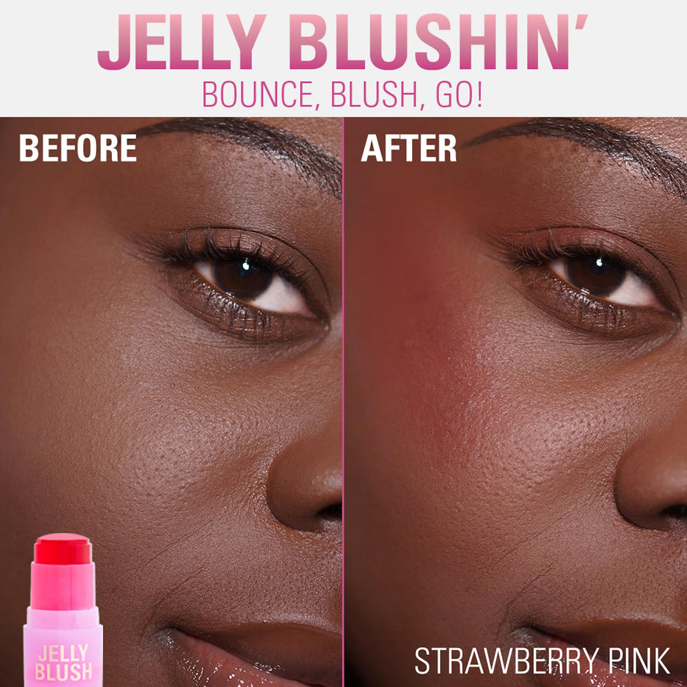 Revolution Jelly Blush Stick applied to cheek demonstrating natural flushed finish