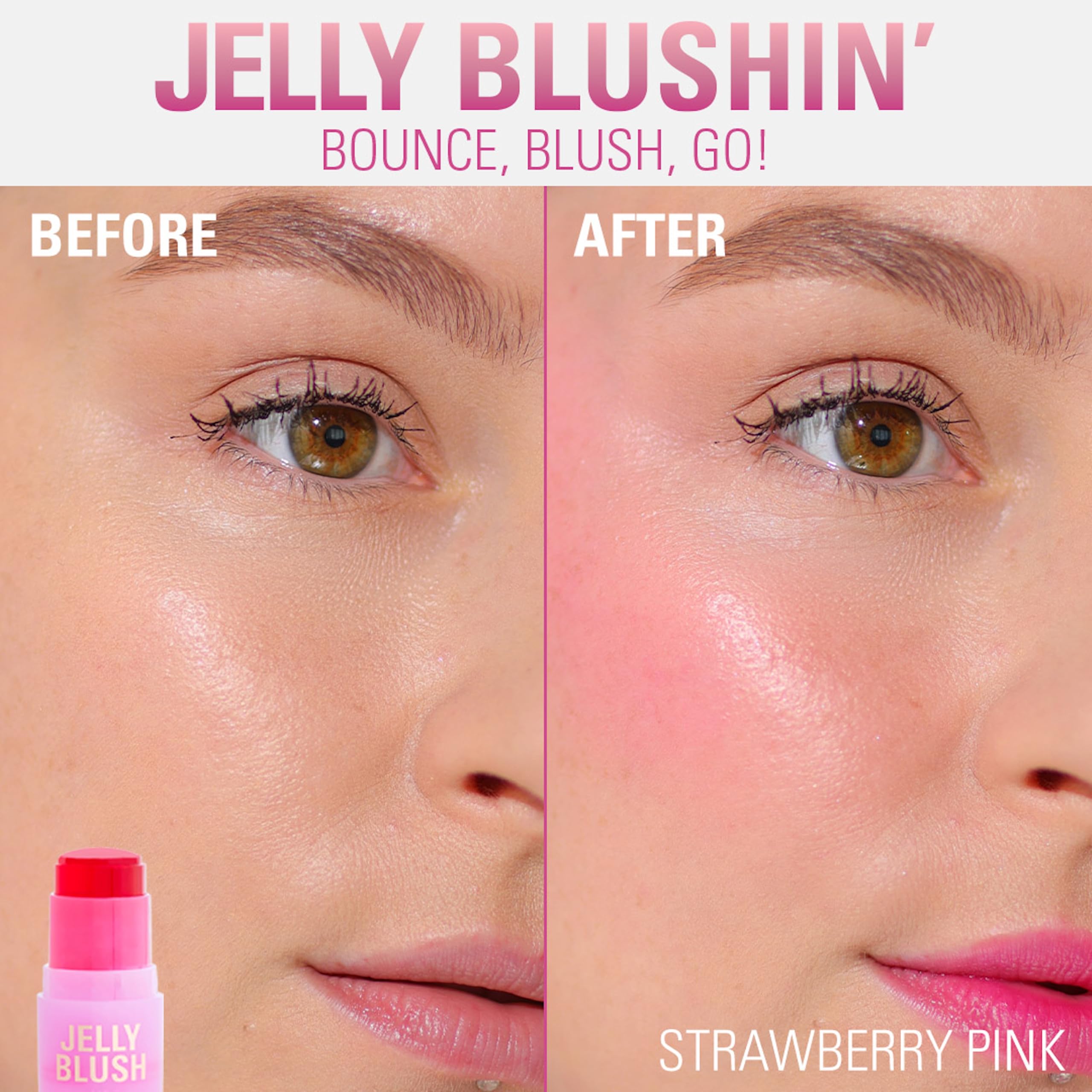 Revolution Jelly Blush Stick open cap revealing jelly bullet for direct swipe application