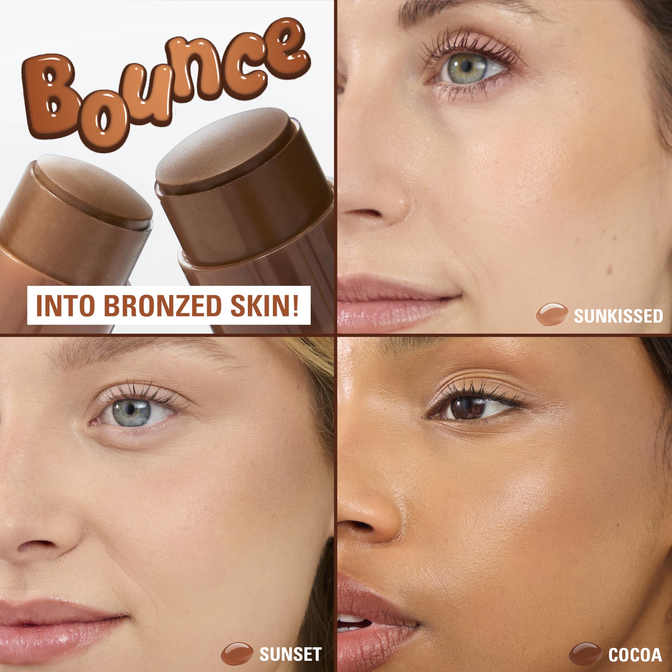 Revolution bronzer applied on cheek with fingers demonstrating easy blending benefit