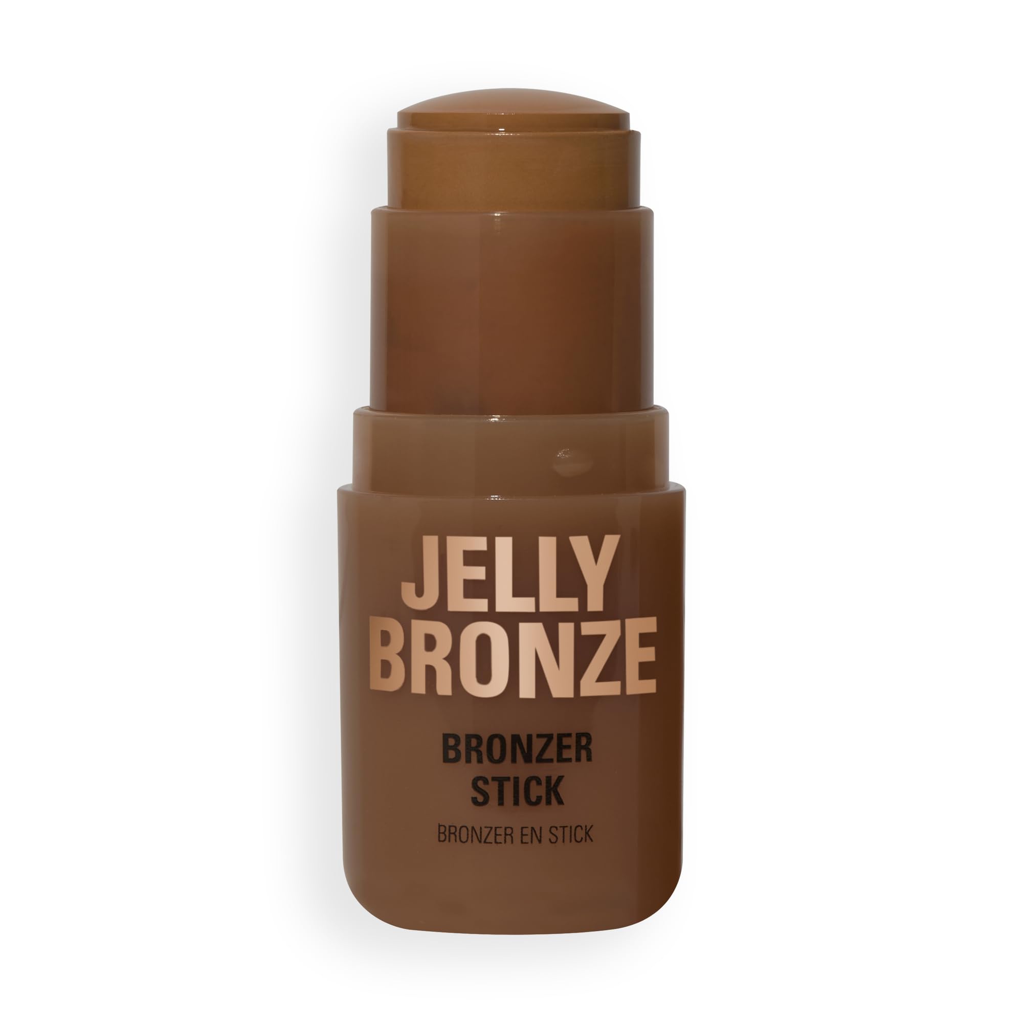 Revolution bronzer front packaging showing Medium Sunset shade and compact stick benefit