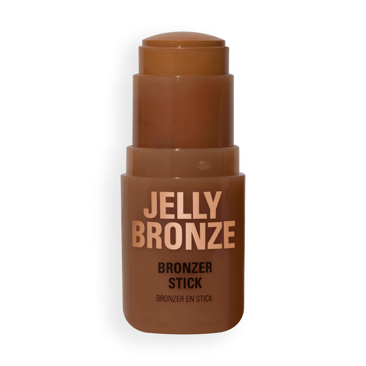 Revolution bronzer front packaging showing Medium Sunset shade and compact stick benefit