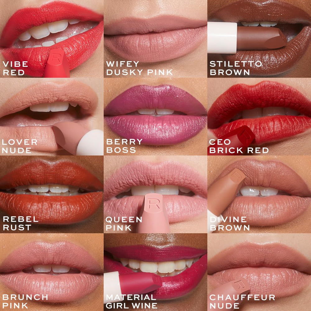 Revolution Beauty London lipstick next to coin to show size and travel-friendly convenience