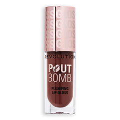 Revolution Pout Bomb lifestyle flatlay pairing gloss with everyday makeup for versatile wear