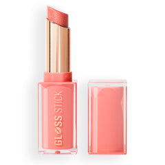 Revolution Beauty London front view of gloss stick showing product and branding, instant color payoff