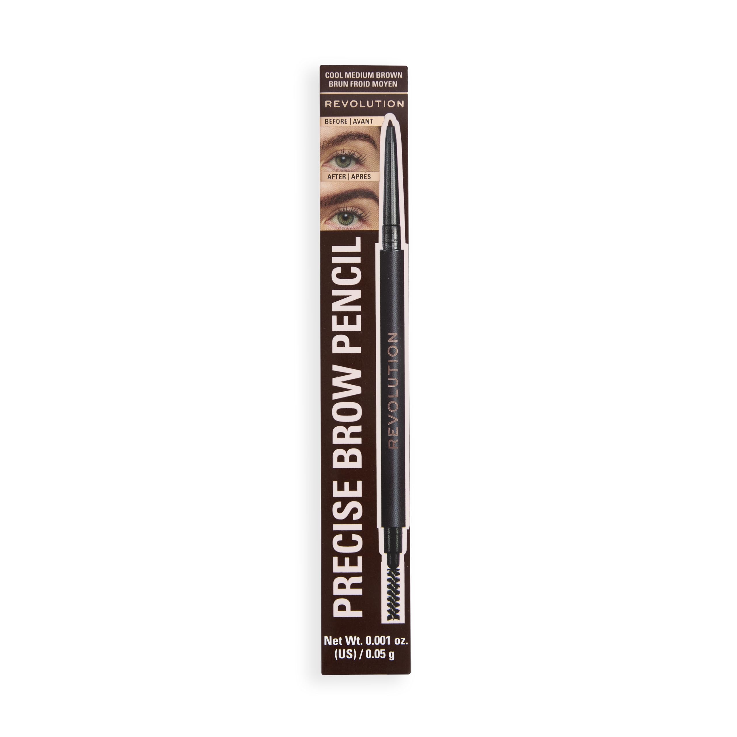 Revolution Beauty London application on model brow illustrating defined shape and seamless blend benefit