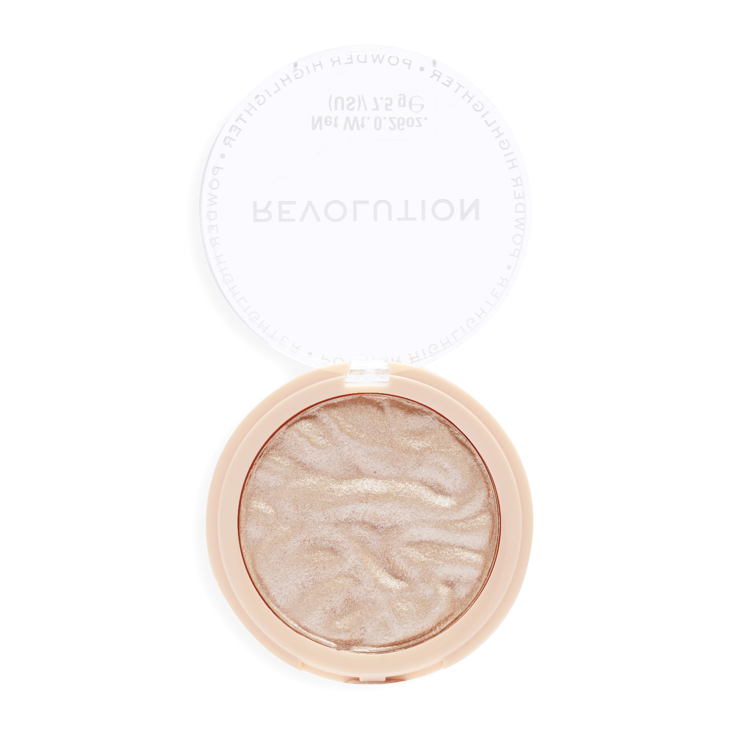 Revolution Beauty London front pan showing Just My Type shade and reflective finish benefit