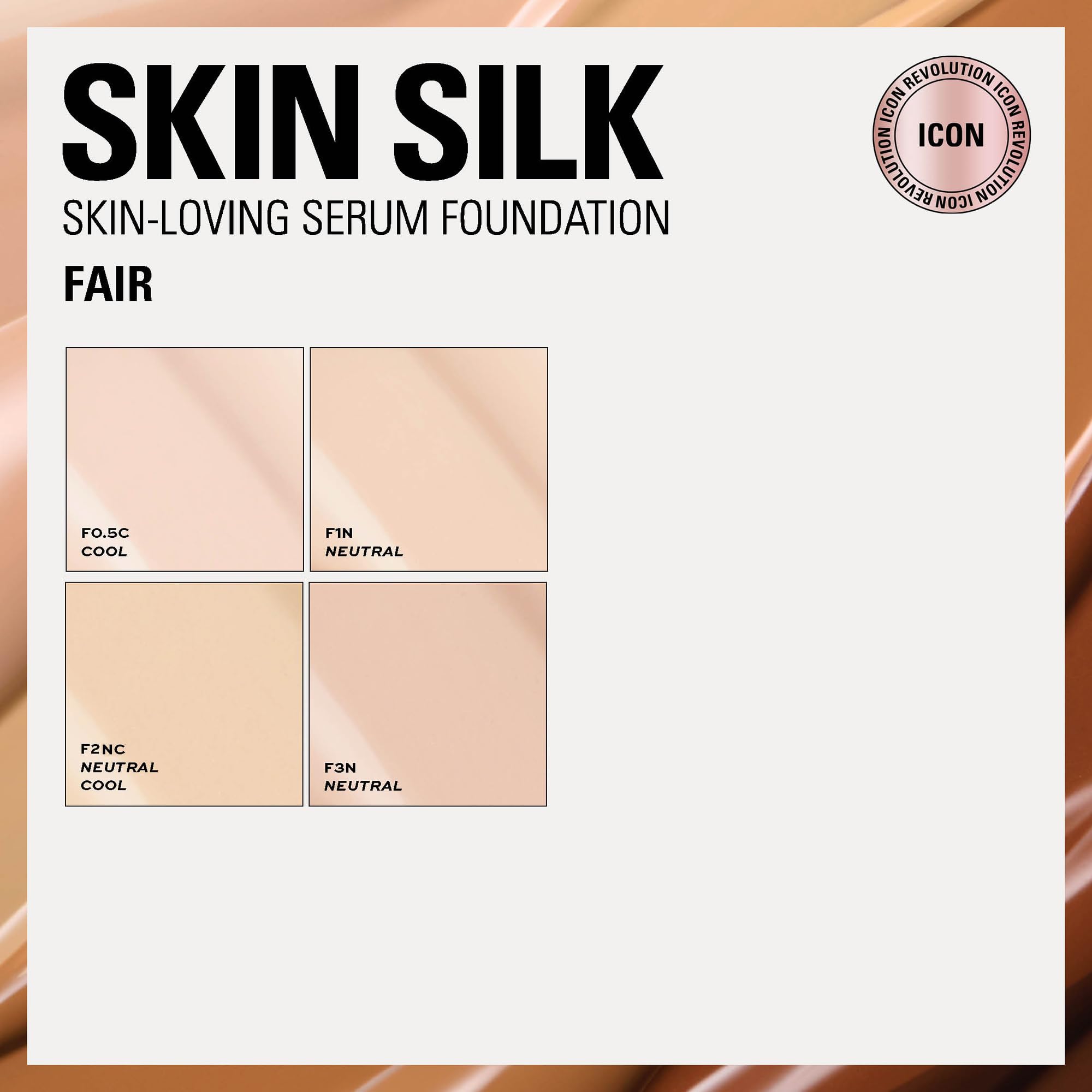 Revolution Skin Silk bottle styled on vanity conveying everyday use and skincare-infused makeup benefit