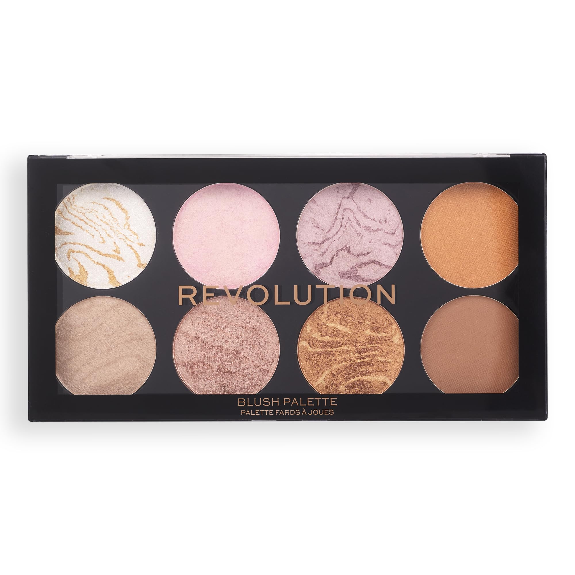 Revolution Beauty London palette in hand during application showing how shades layer for natural glow and contour