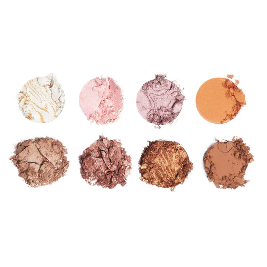 Revolution Beauty London close-up swatches and powder texture highlighting pigmentation and blendability benefits
