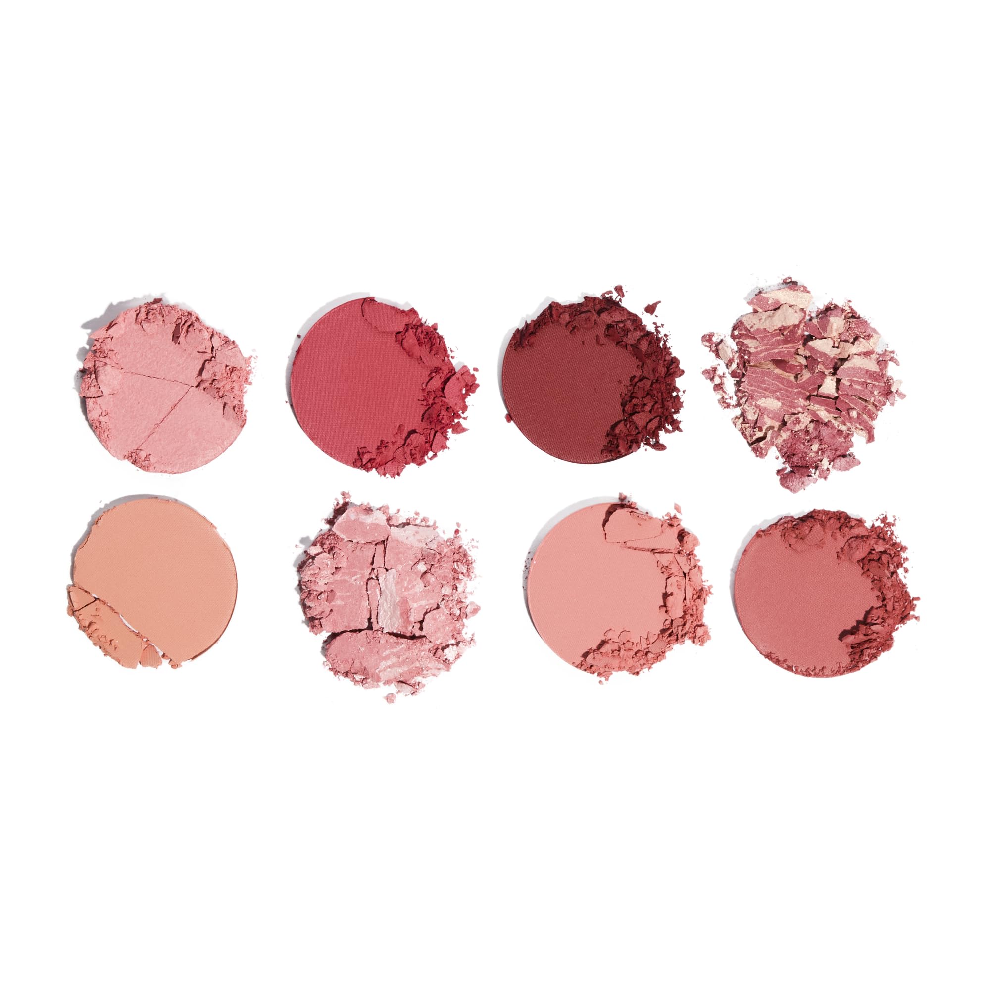 Revolution Beauty London close-up swatches of shimmer and matte shades showing blendable payoff