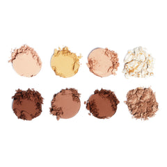 Revolution Beauty London open palette revealing eight contour and highlight shades for versatility