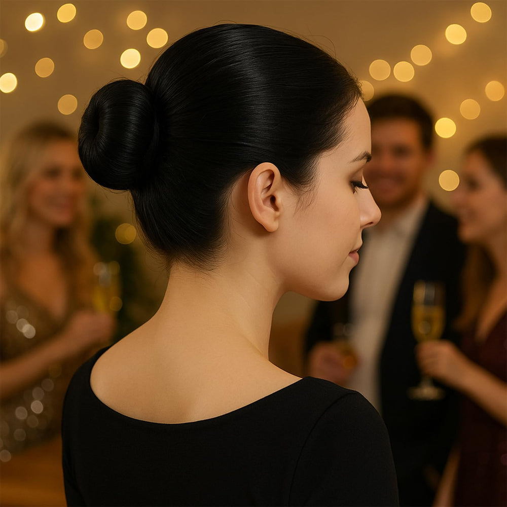 RhHycc hands tucking hair and pinning for secure updo
