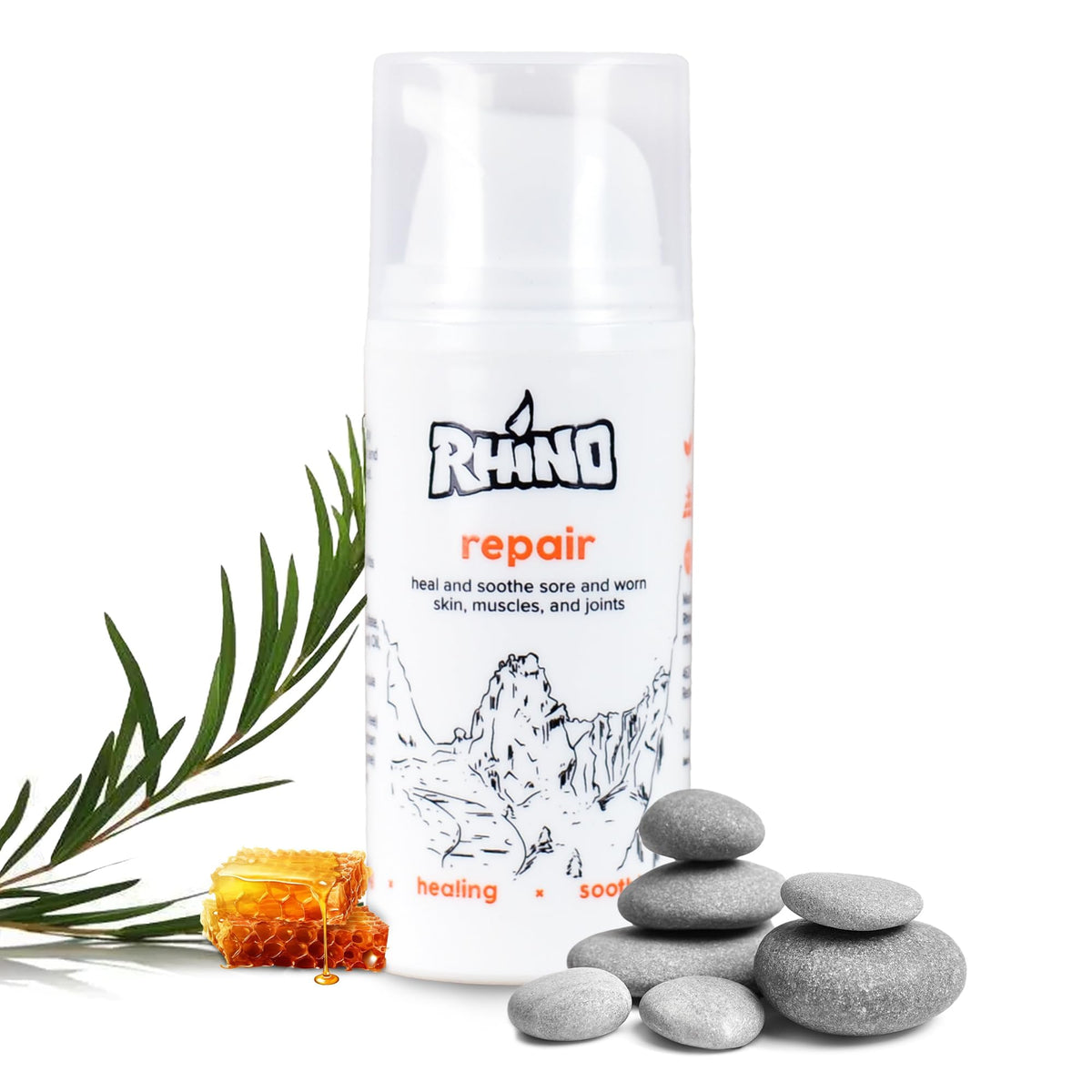 Rhino Skin Solutions front packaging showing compact travel jar and clear label benefits
