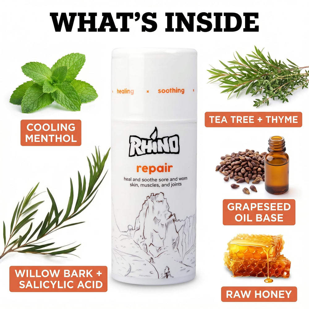 Rhino Skin Solutions being rubbed into rough hands showing fast relief and improved grip