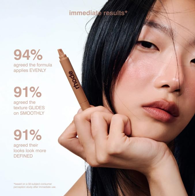 Rhode model applying product demonstrating natural contour and subtle lift benefit