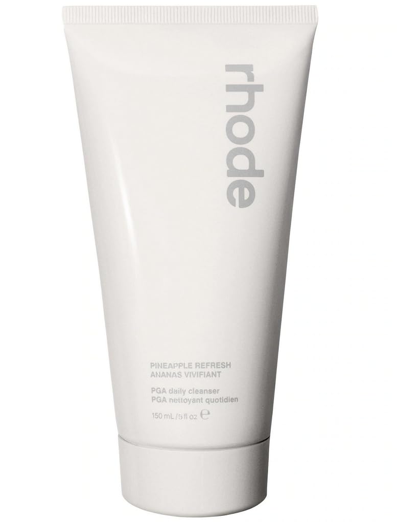 Rhode cleanser front packaging showing tube and product name, highlights brightening benefit