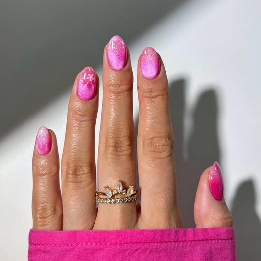 Rhspayh front packaging showing pink glitter nails and included tools, easy at-home manicure