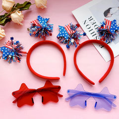 Ricawa star sunglasses front view highlighting bold red white blue novelty look