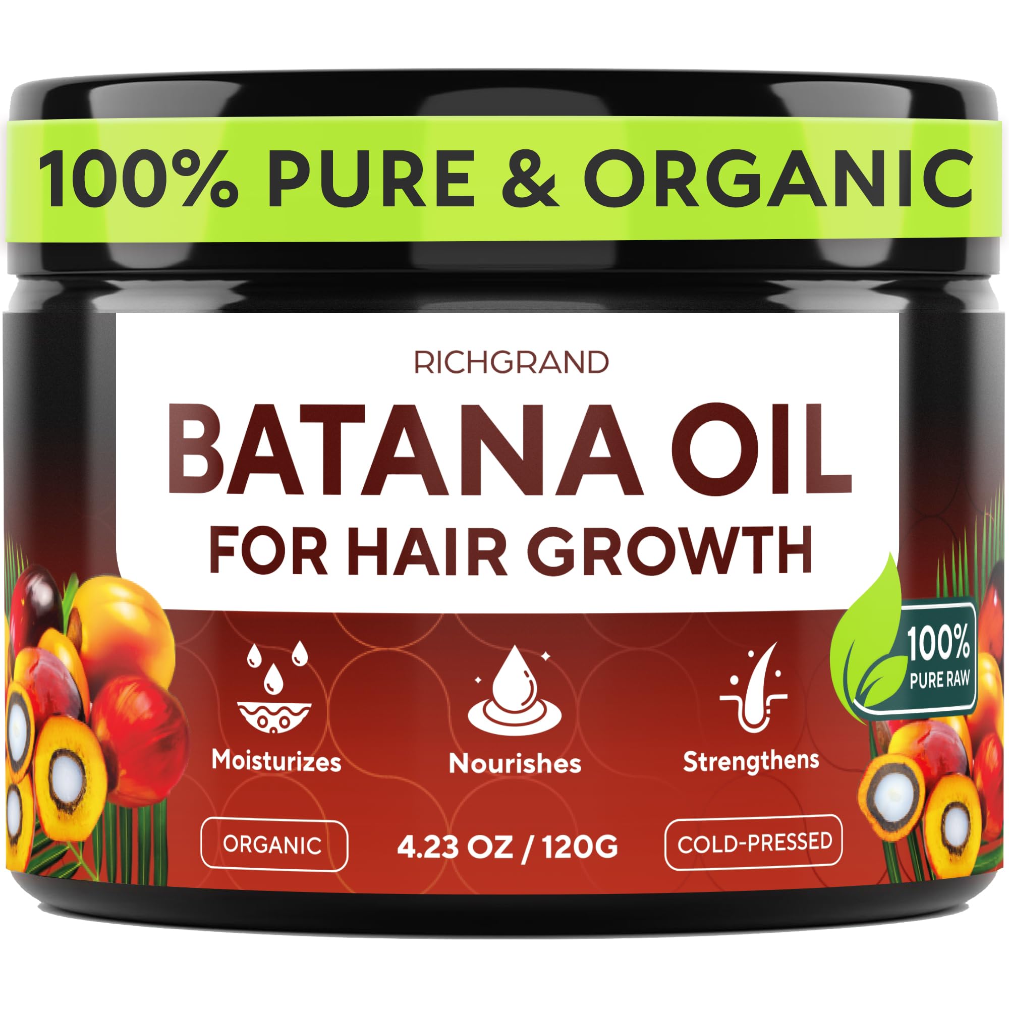 RICHGRAND jar front view showing pure Batana Oil benefits