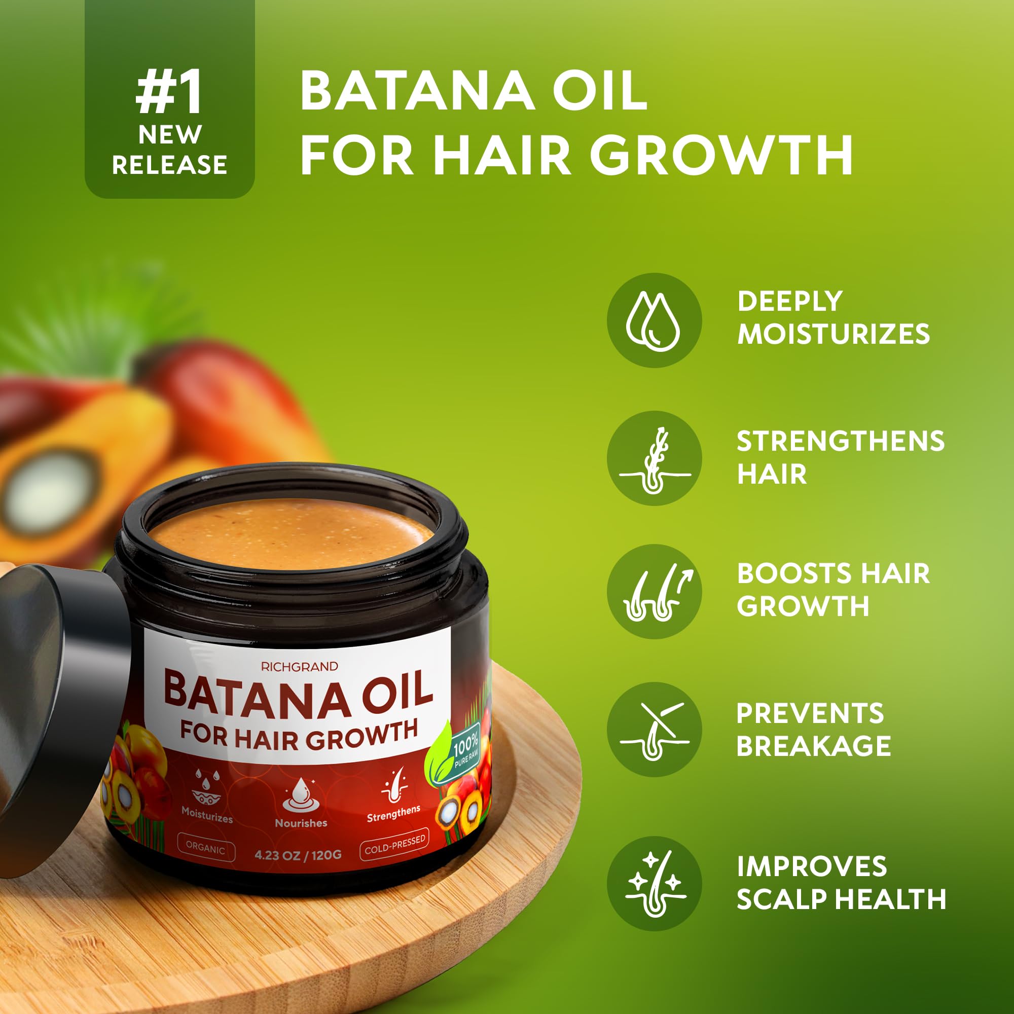 RICHGRAND Batana nuts and oil source illustrating natural ingredients