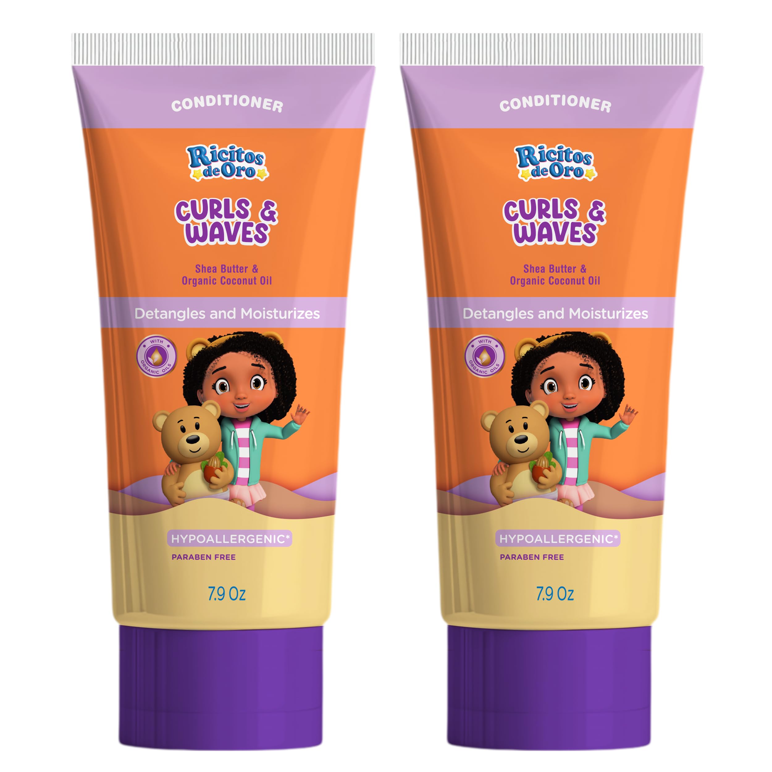 Ricitos de Oro front packaging shows product and benefits for defined curls