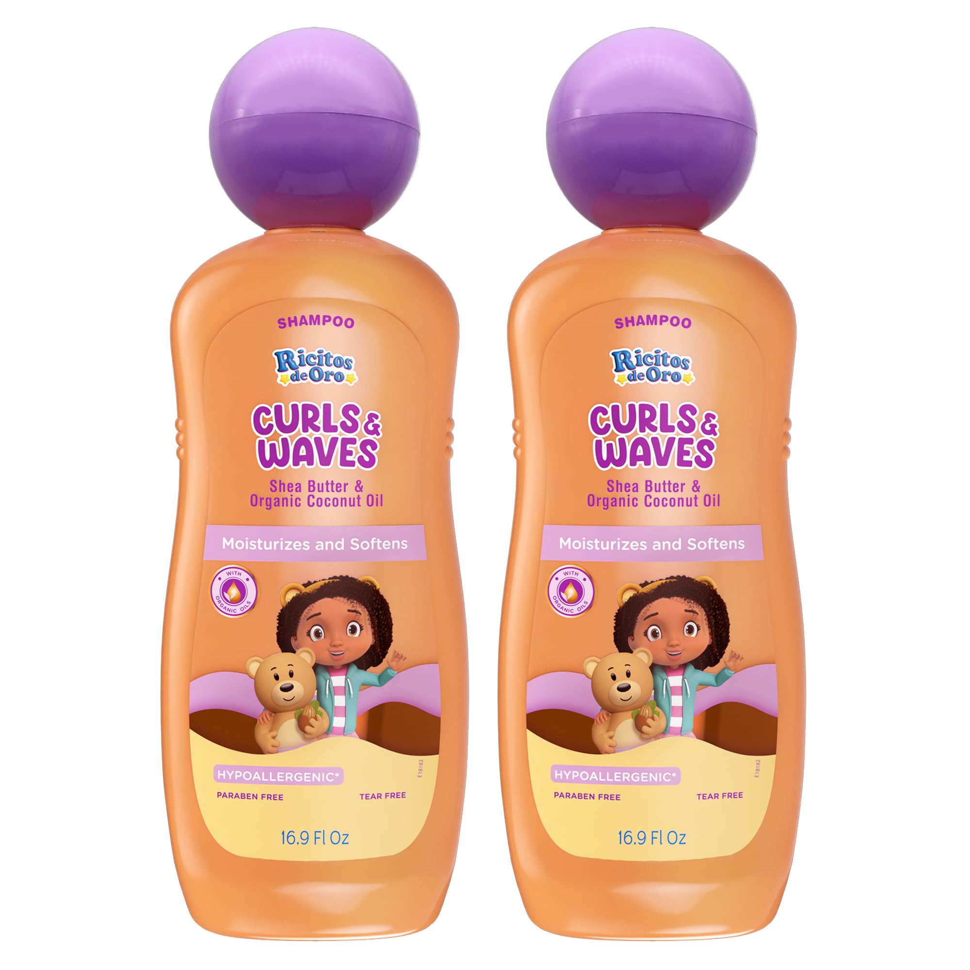 Ricitos de Oro front packaging showing product and kid-friendly design benefits