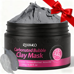 RIHAKO front packaging showing valentines-themed bubble clay mask benefits