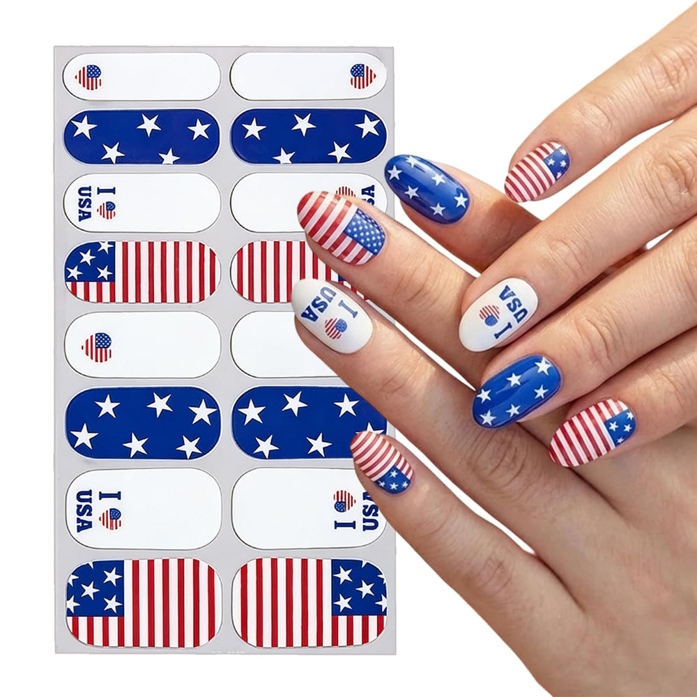RIICFDD stickers applied on natural nails showcasing instant salon-style manicure