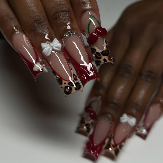 RIICFDD close-up of leopard French tip detail showing stylish pattern clarity