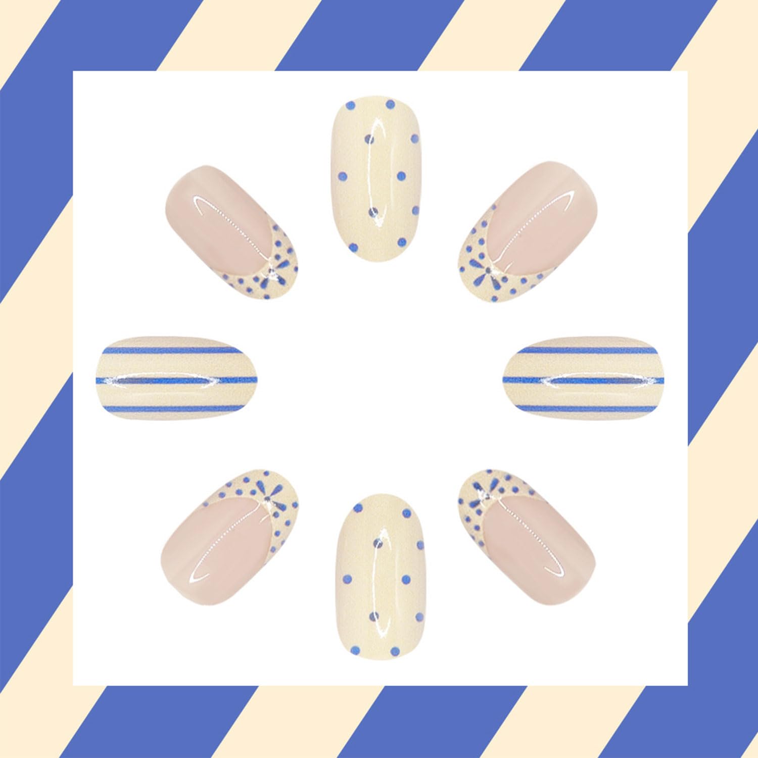RIICFDD nails beside ruler showing short almond scale for comfortable wear benefit