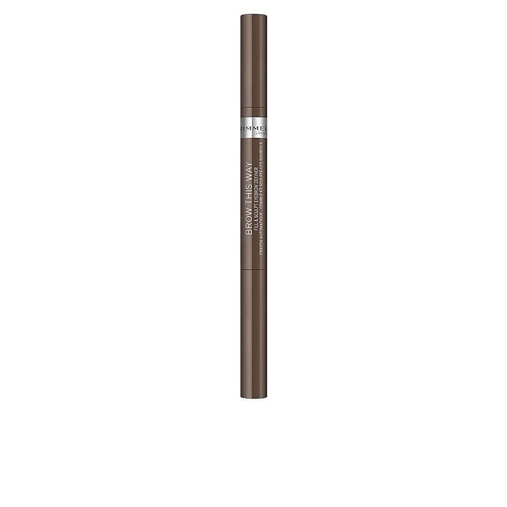 Rimmel Brow This Way pencil front view showing color and precise tip, enhancing brows