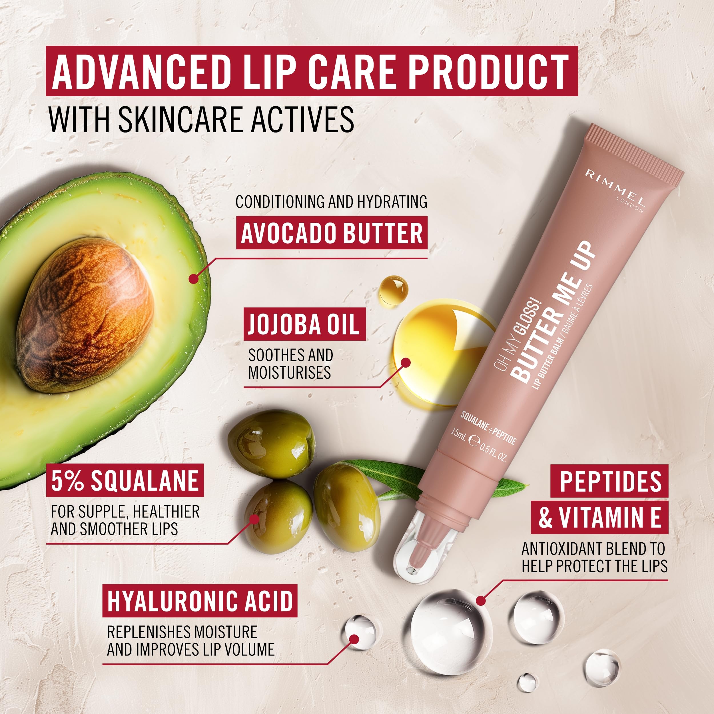 Rimmel label detail emphasizing 5% squalane and vegan formula