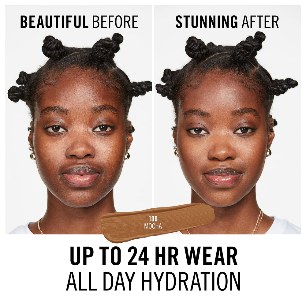 Rimmel concealer swatch on skin illustrating rich mocha pigmentation benefit