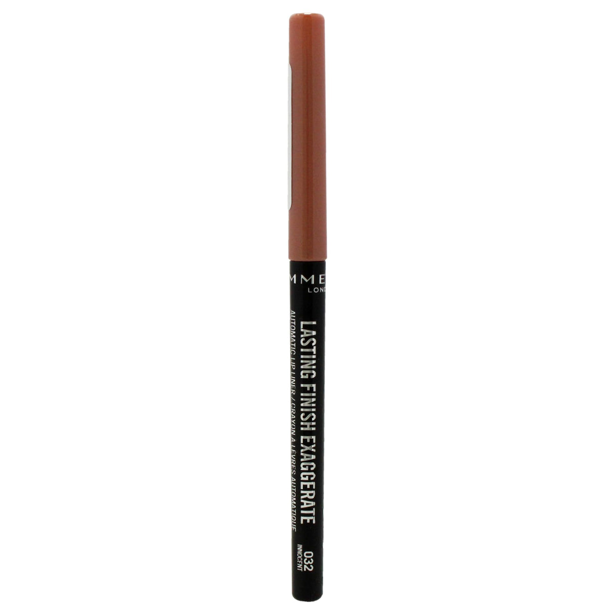 Rimmel Exaggerate front packaging showing shade 32 Innocent and travel-friendly design