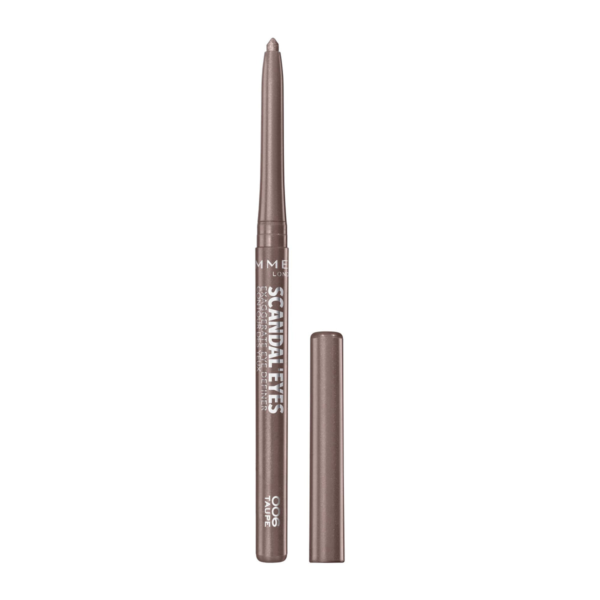 Rimmel Scandaleyes Exaggerate Taupe front view, compact design and easy storage