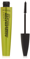 Rimmel Lash Accelerator front packaging showing Extreme Black tube and benefits