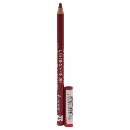 Rimmel lip swatch India Pink on lips demonstrating long-lasting, transfer-resistant color