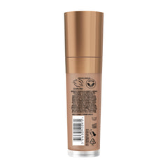 Rimmel lifestyle model with glow, brand real-skin radiance benefit