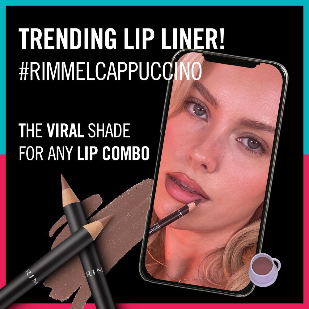 Rimmel lip liner held in hand gives size and portability context