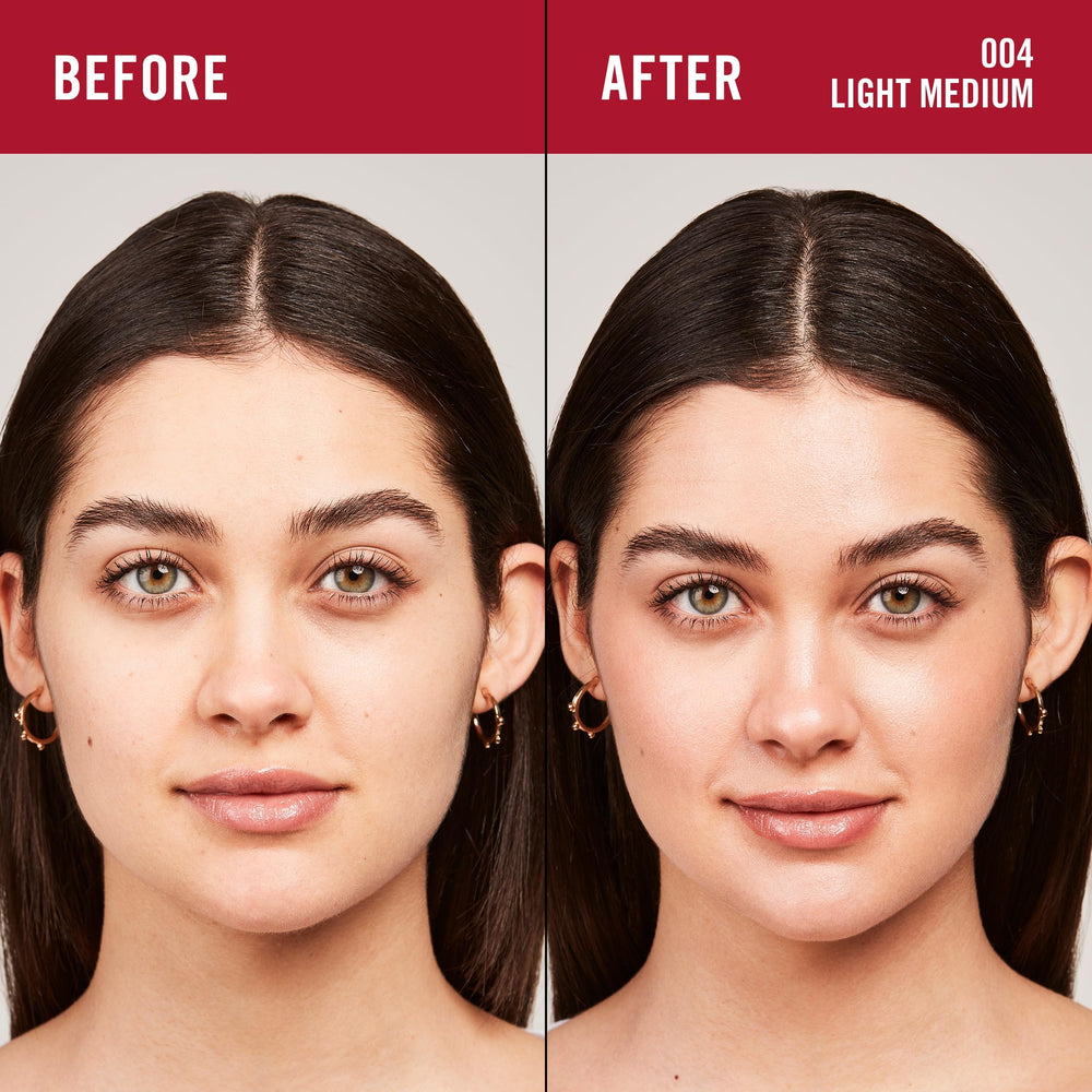 Rimmel Multi-Tasker texture swipe on paper highlighting creamy, blendable formula for natural radiance