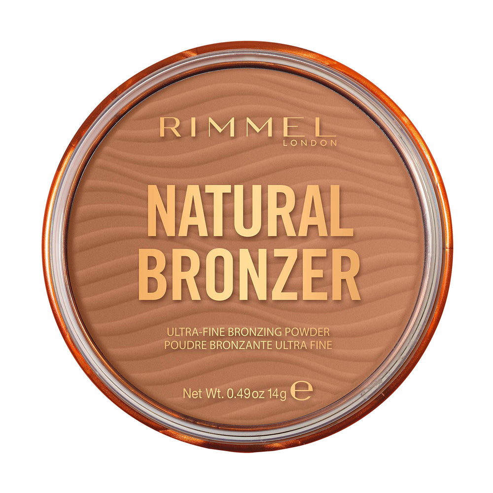Rimmel natural bronzer front compact showing sleek packaging and instant warm tone
