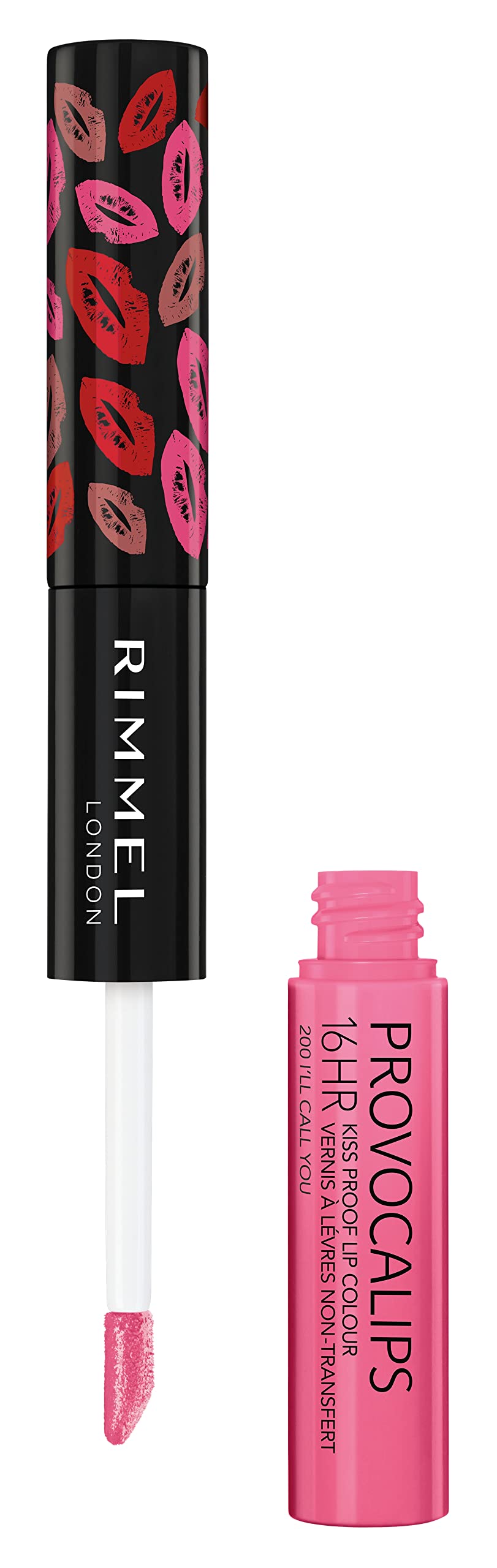 Rimmel Provocalips open dual applicators displaying color wand and gloss wand for easy two-step use