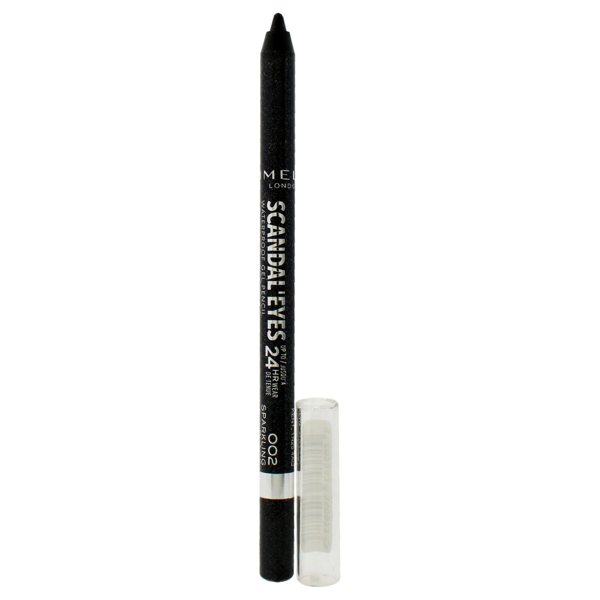 Rimmel Scandaleyes front packaging showing pencil and cap, convenient travel size